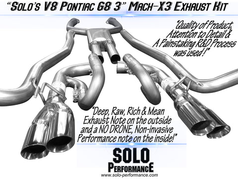 Solo Mach-X3 Cat-Back Exhaust kit 3” 08-09 V8 G8